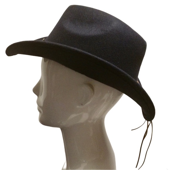 Women’s Navy Cowboy Hat with Brown accent - Picture 3 of 6